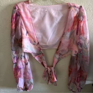 Chiffon Tie-Front Blouse - Pink and Purple matching set size medium